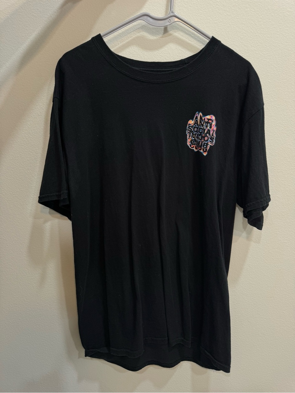 Anti Social Social Club Black Tee with Multicolor Chest Logo